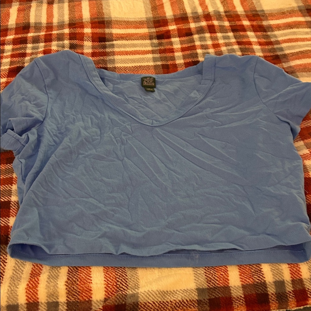 Wild Fable Sky Blue V-Neck Crop Top
